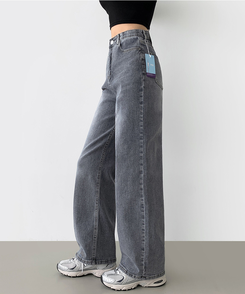 【丈別】【起毛】スパンワイドデニムパンツ(5color) GREY