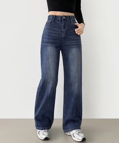 【丈別】【起毛】スパンワイドデニムパンツ(5color) DEEP DENIM