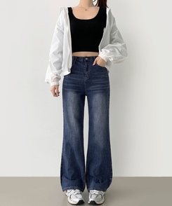 【丈別】【起毛】スパンワイドデニムパンツ(5color) DEEP DENIM