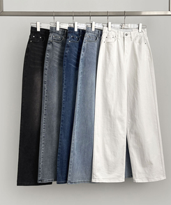 【丈別】【起毛】スパンワイドデニムパンツ(5color)