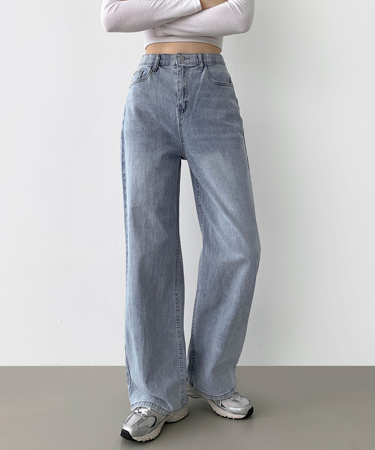 【丈別】【起毛】スパンワイドデニムパンツ(5color) LIGHT DENIM