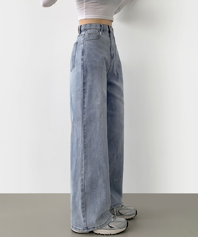 【丈別】【起毛】スパンワイドデニムパンツ(5color) LIGHT DENIM