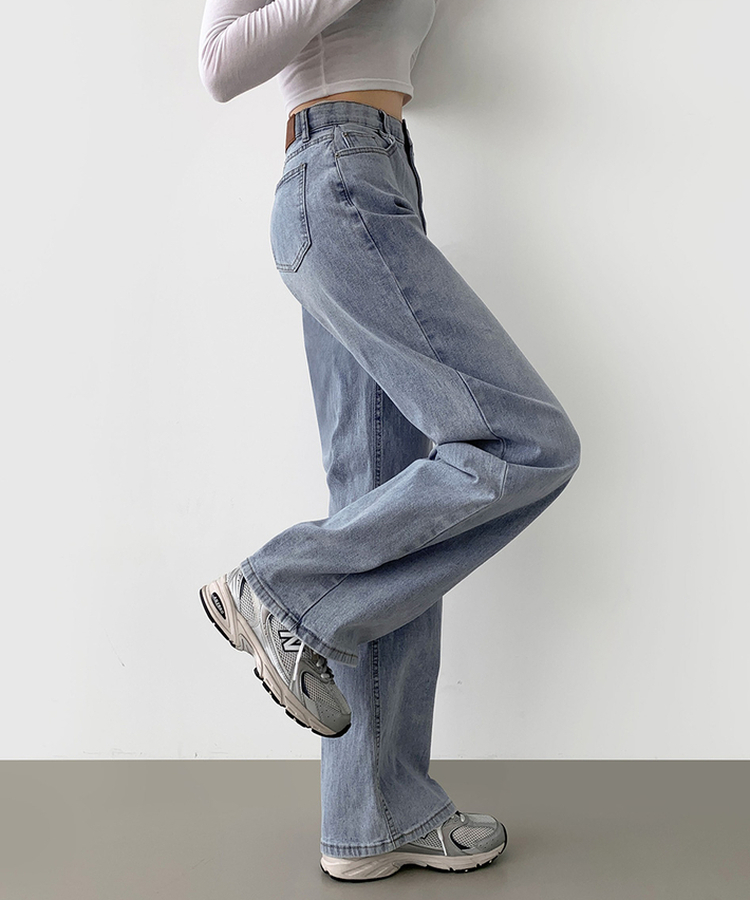 【丈別】【起毛】スパンワイドデニムパンツ(5color) LIGHT DENIM