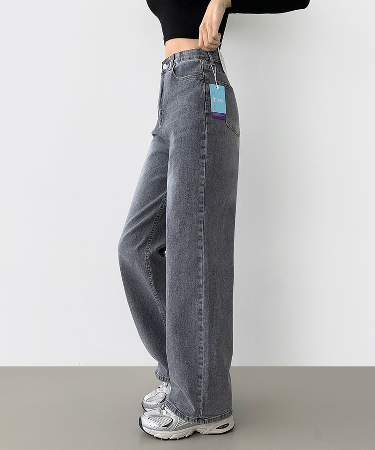 【丈別】【起毛】スパンワイドデニムパンツ(5color) GREY