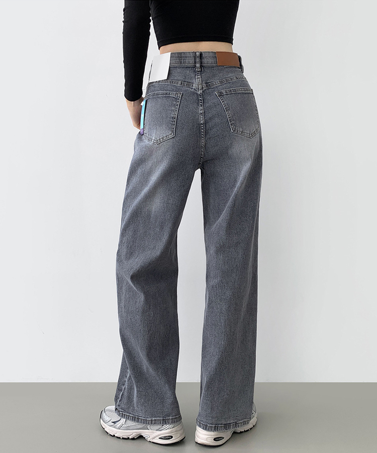 【丈別】【起毛】スパンワイドデニムパンツ(5color) GREY