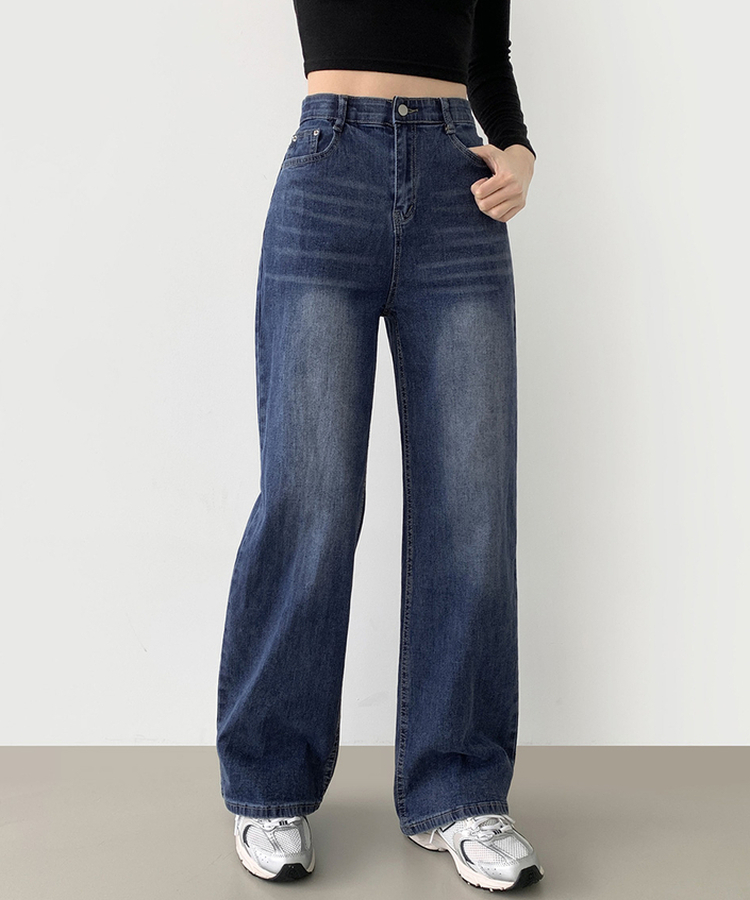 【丈別】【起毛】スパンワイドデニムパンツ(5color) DEEP DENIM