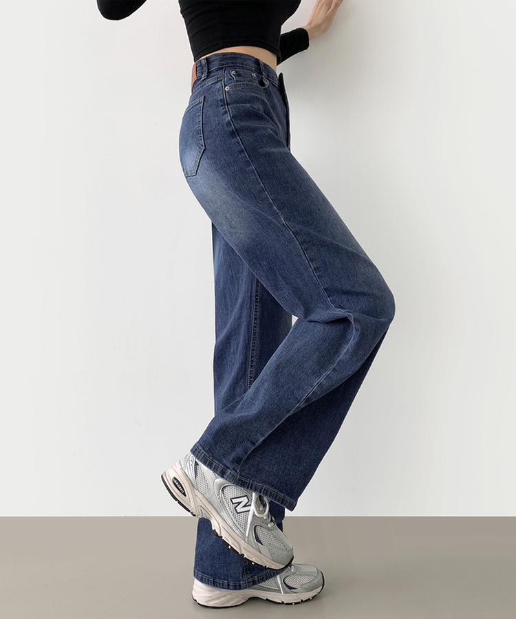 【丈別】【起毛】スパンワイドデニムパンツ(5color) DEEP DENIM