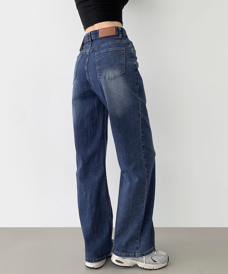 【丈別】【起毛】スパンワイドデニムパンツ(5color) DEEP DENIM