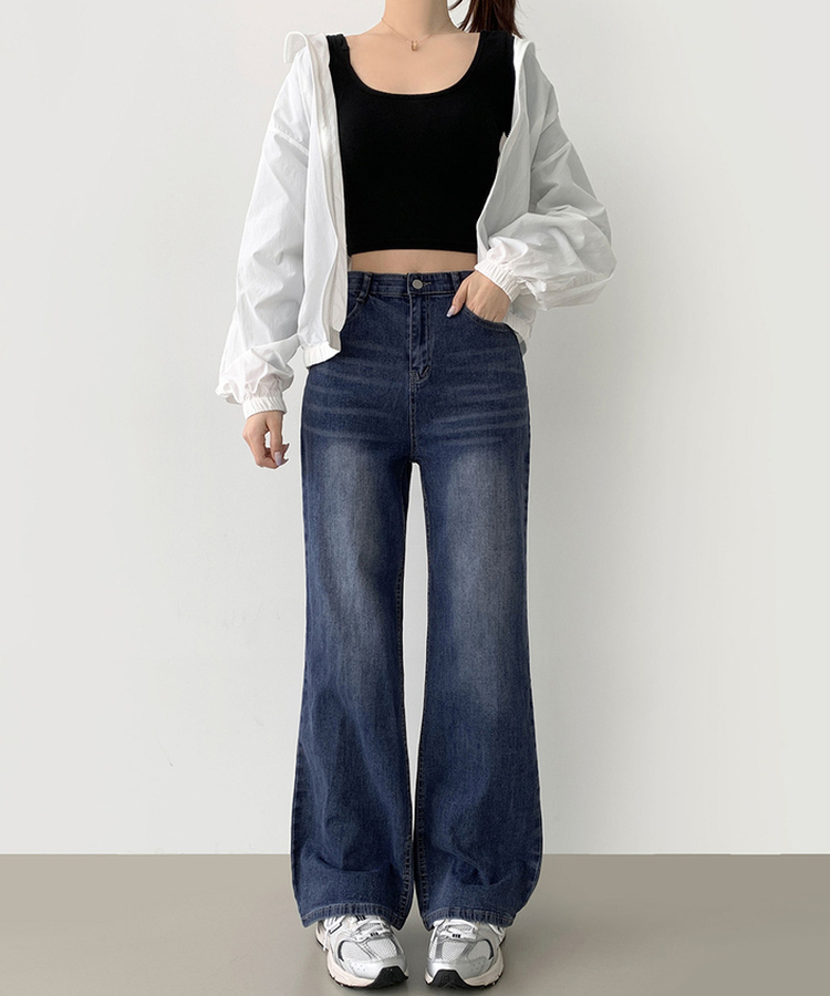 【丈別】【起毛】スパンワイドデニムパンツ(5color) DEEP DENIM