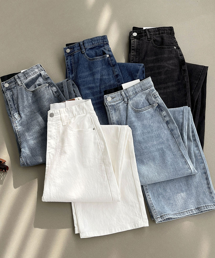 【丈別】【起毛】スパンワイドデニムパンツ(5color)