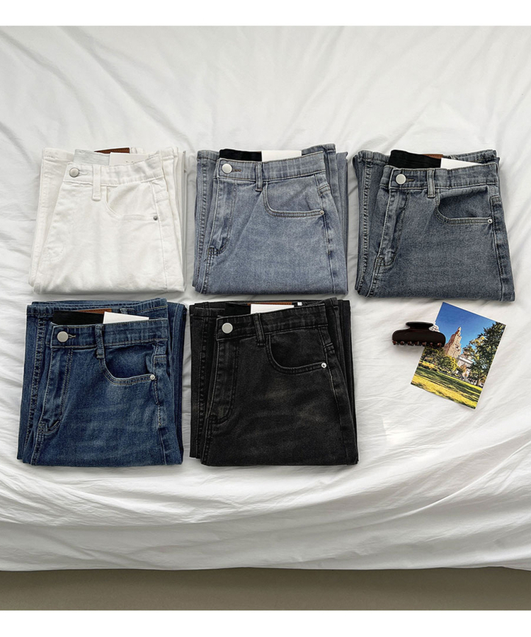 【丈別】【起毛】スパンワイドデニムパンツ(5color)