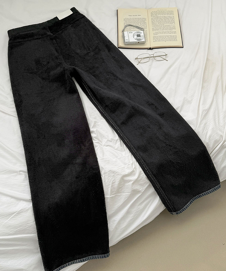 【丈別】【起毛】スパンワイドデニムパンツ(5color)