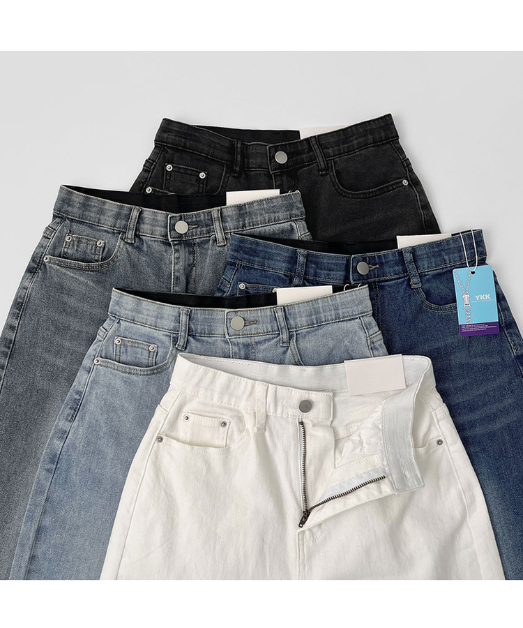 【丈別】【起毛】スパンワイドデニムパンツ(5color)