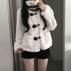 ウールダンブルファーハイネックコート IVORY