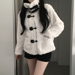 ウールダンブルファーハイネックコート IVORY