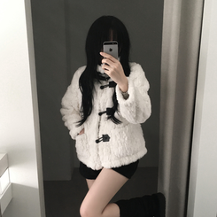 ウールダンブルファーハイネックコート IVORY