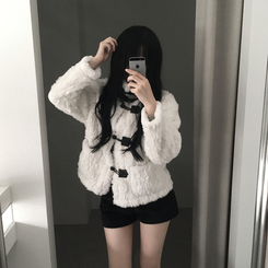 ウールダンブルファーハイネックコート IVORY