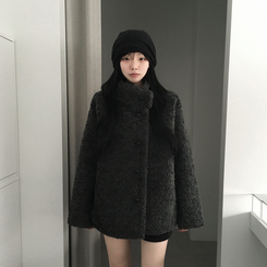 ハイネックムスタンコート BLACK