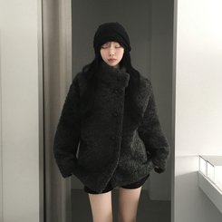 ハイネックムスタンコート BLACK