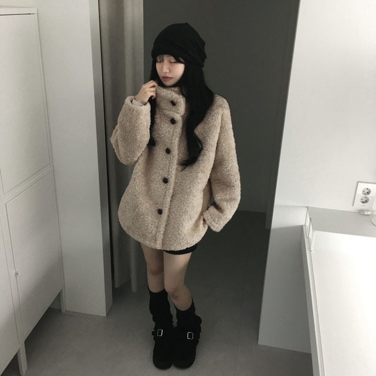 ハイネックムスタンコート BEIGE