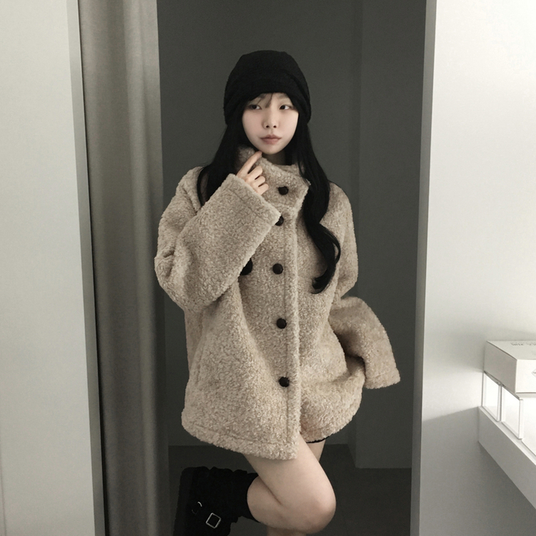 ハイネックムスタンコート BEIGE