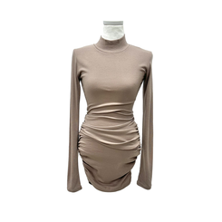 シャーリングタートルミニワンピース