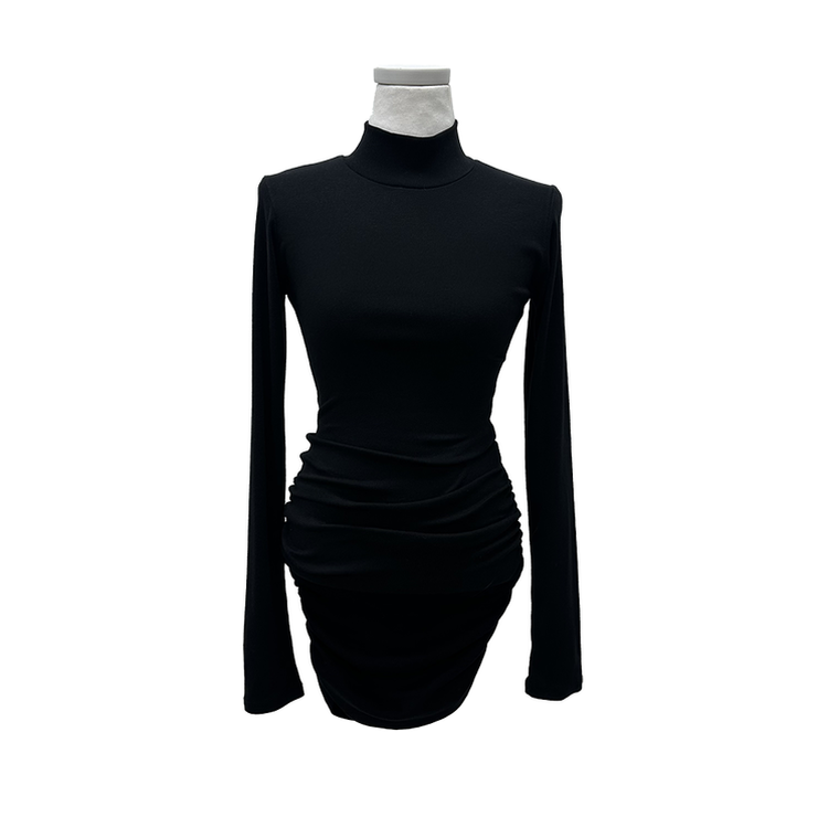 シャーリングタートルミニワンピース