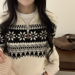 ノルディックハーフジップアップハイネックニット IVORY