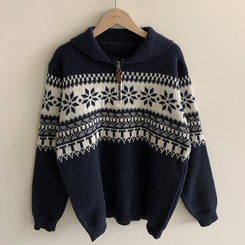 ノルディックハーフジップアップハイネックニット