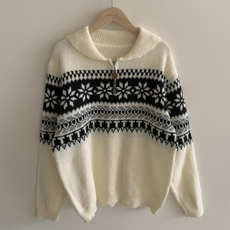 ノルディックハーフジップアップハイネックニット