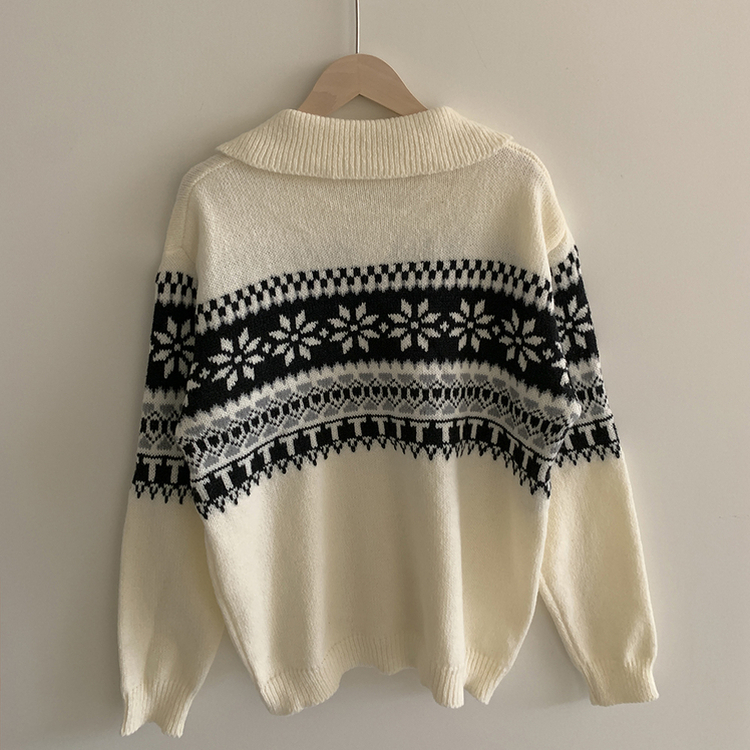 ノルディックハーフジップアップハイネックニット