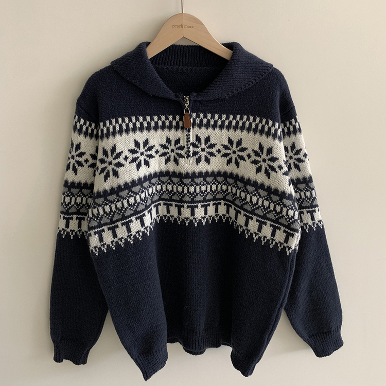 ノルディックハーフジップアップハイネックニット