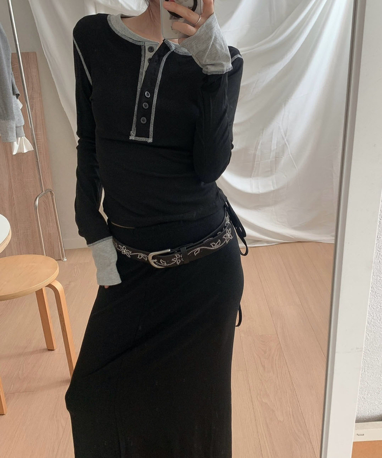 シルバースタッドフラワーバックルベルト BLACK