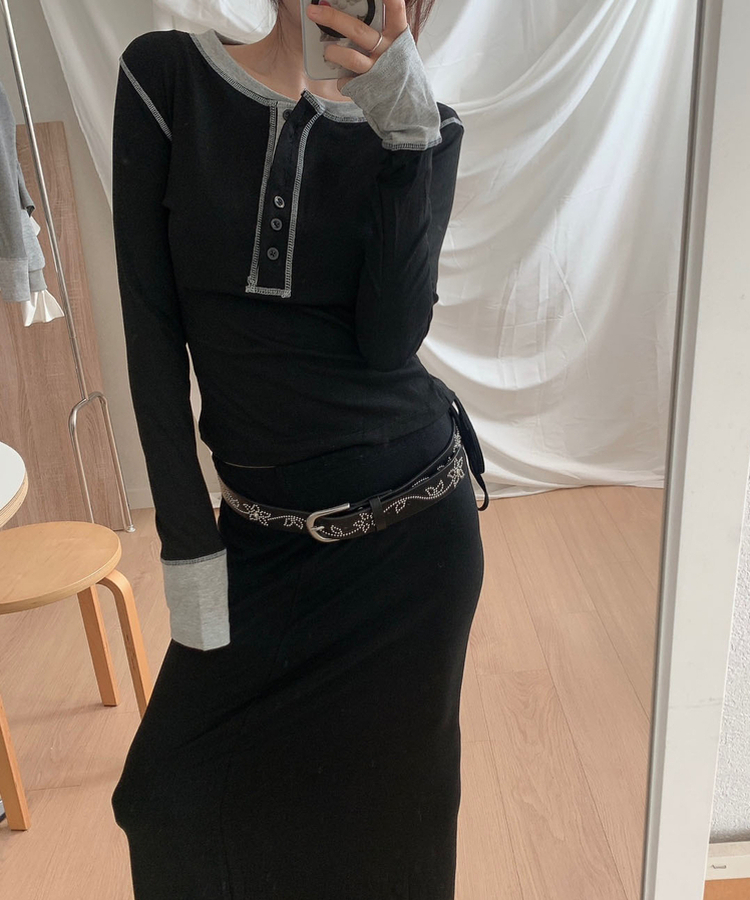 シルバースタッドフラワーバックルベルト BLACK