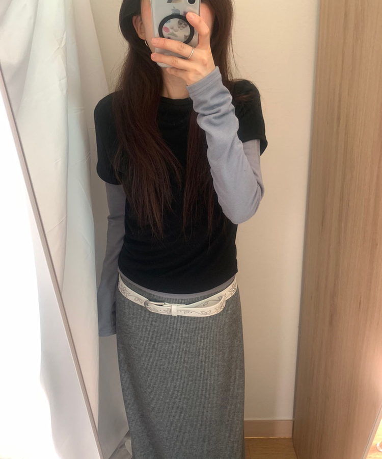 シルバースタッドフラワーバックルベルト IVORY