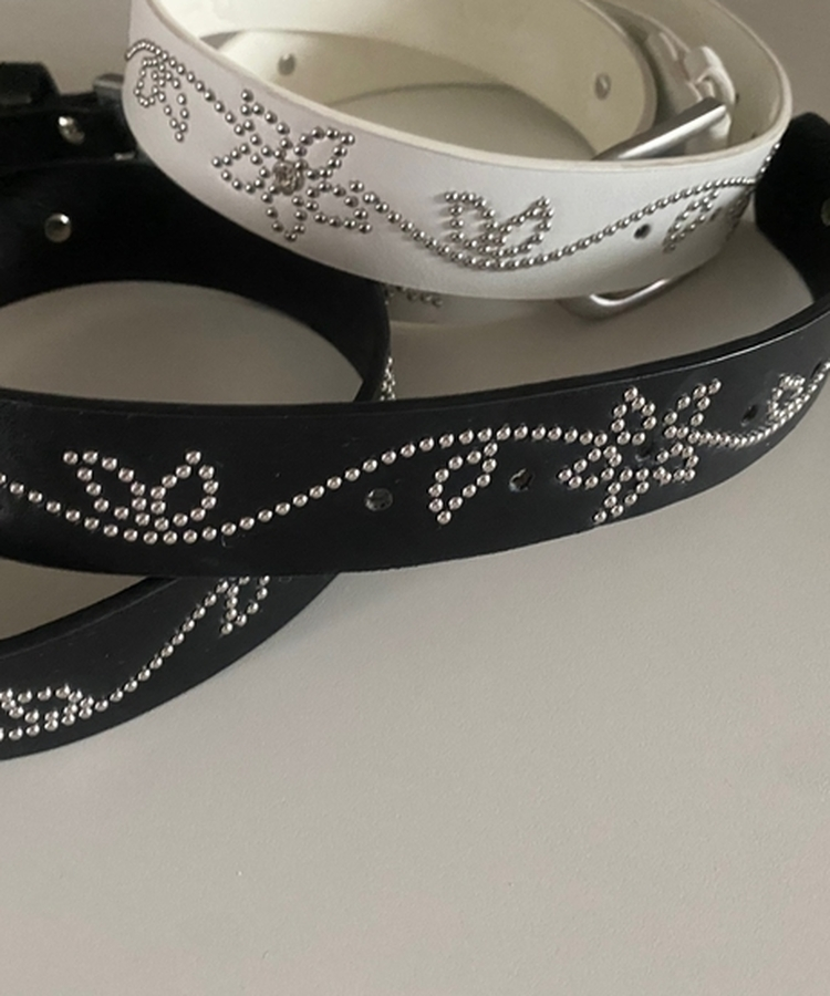 シルバースタッドフラワーバックルベルト