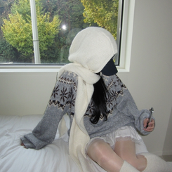 フラワーノルディックニット GREY