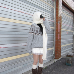 フラワーノルディックニット GREY