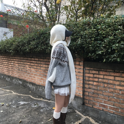フラワーノルディックニット GREY