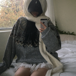 フラワーノルディックニット GREY