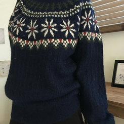 フラワーノルディックニット NAVY