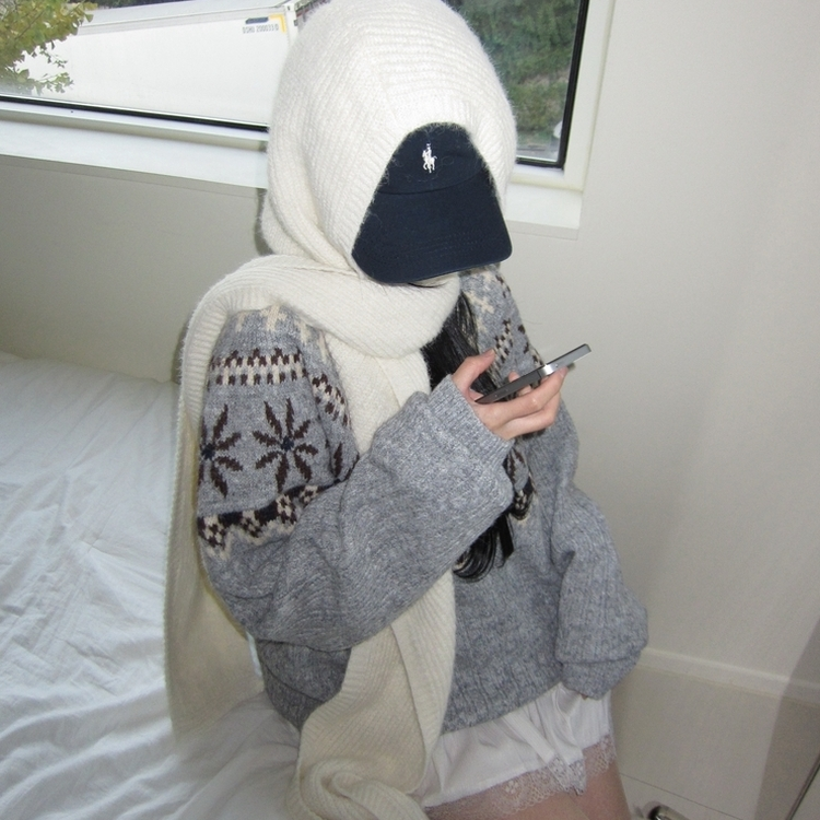 フラワーノルディックニット GREY