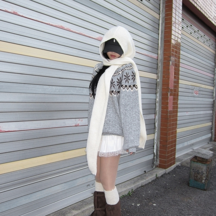 フラワーノルディックニット GREY