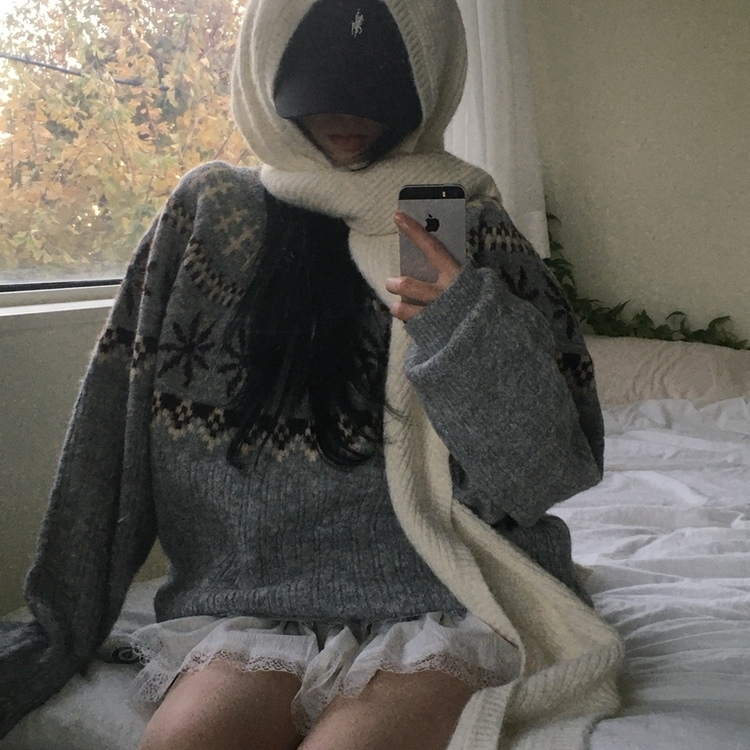 フラワーノルディックニット GREY