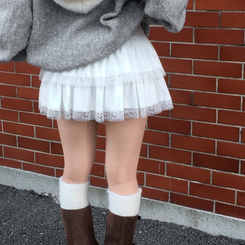 スエードティアードミニスカートパンツ WHITE