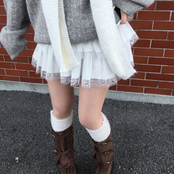 スエードティアードミニスカートパンツ WHITE