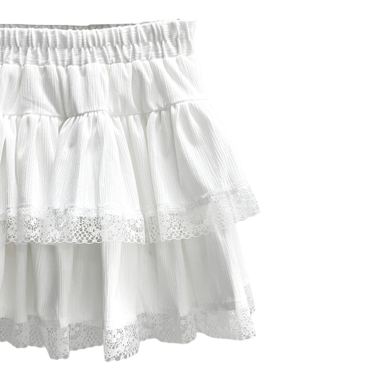 スエードティアードミニスカートパンツ