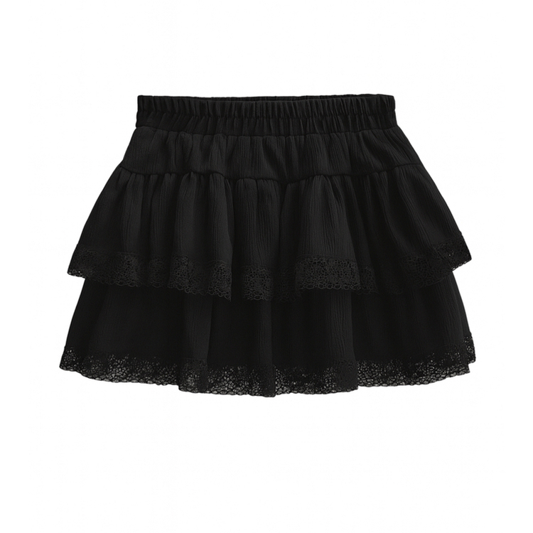 スエードティアードミニスカートパンツ