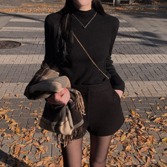 厚手ウールウィンターショートパンツ BLACK