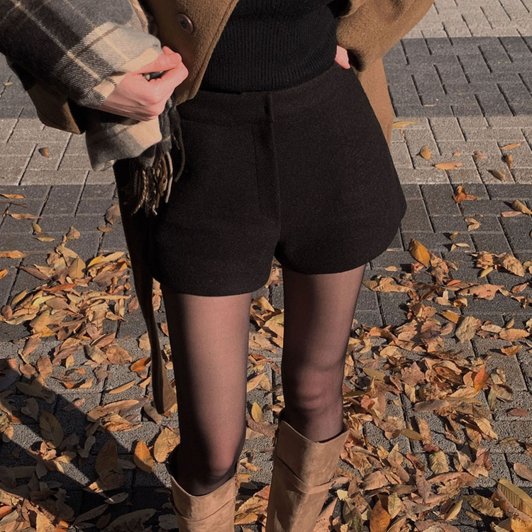 厚手ウールウィンターショートパンツ BLACK